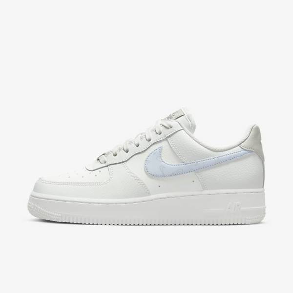 Nike Air Force 1 07 Ženske Superge Bela / Kovinski Srebrna / Svetloba Modra | NK369JIU