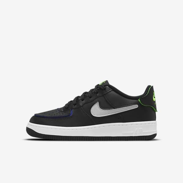 Nike Air Force 1-1 Older Otroci Superge Črna / Kovinski Srebrna | NK983EQT