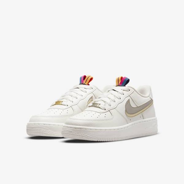 Nike Air Force 1 LV8 Older Otroci Superge Bela / Roza / Kovinski Modra Siva | NK853SVN