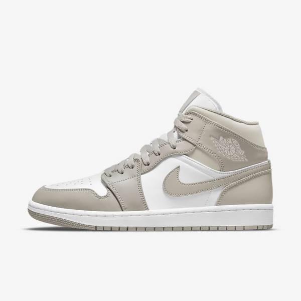 Nike Air Jordan 1 Mid Moški Jordan Čevlji Siva / Bela / Svetloba Bež | NK651CUE