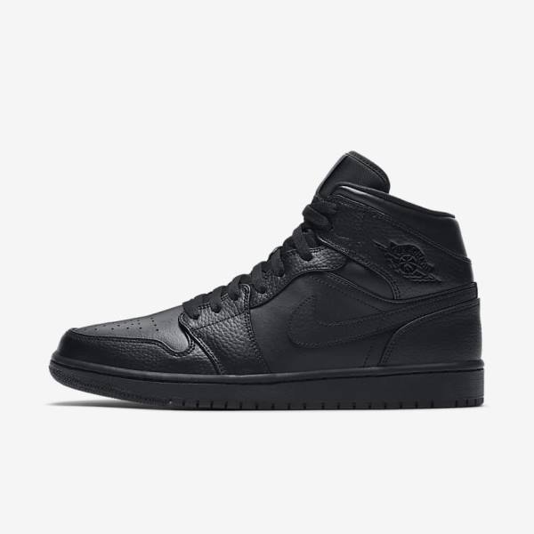 Nike Air Jordan 1 Mid Moški Jordan Čevlji Črna | NK752ZWN