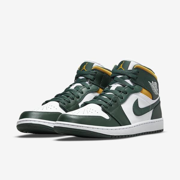 Nike Air Jordan 1 Mid Moški Superge Zelena / Bela | NK921CEG