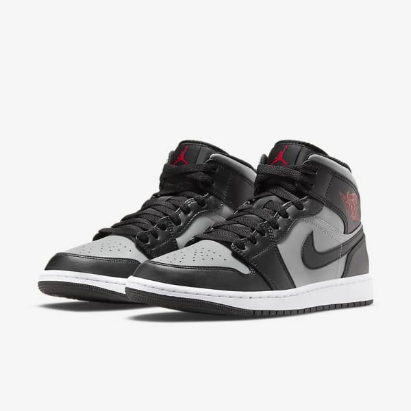 Nike Air Jordan 1 Mid Moški Superge Črna / Siva / Bela / Rdeča | NK975NFM