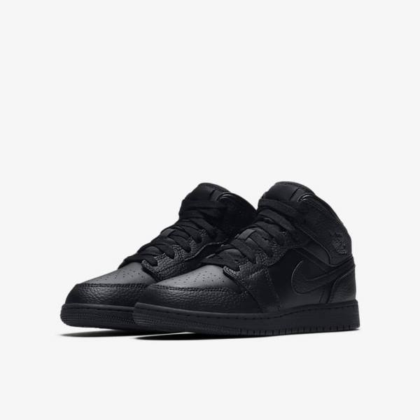 Nike Air Jordan 1 Mid Older Otroci Superge Črna | NK034PLX