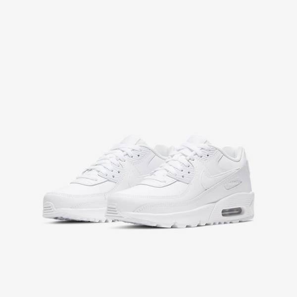 Nike Air Max 90 LTR Older Otroci Superge Bela / Kovinski Srebrna / Bela | NK397PQH