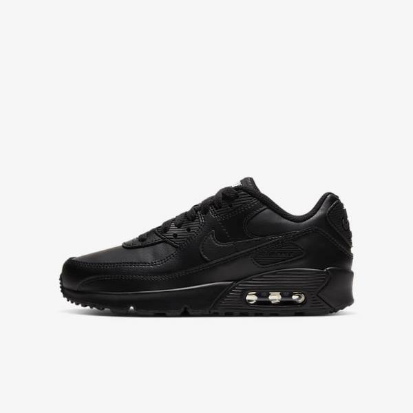 Nike Air Max 90 LTR Older Otroci Superge Črna / Bela | NK704OKN