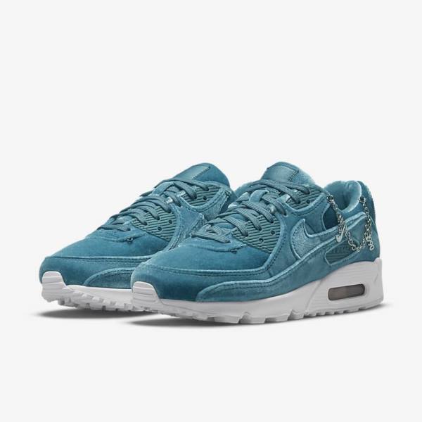 Nike Air Max 90 Premium Ženske Superge Siva Zelena / Kovinski Srebrna / Bela / Siva Zelena | NK490IHC