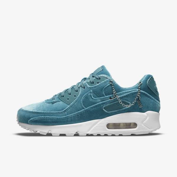 Nike Air Max 90 Premium Ženske Superge Siva Zelena / Kovinski Srebrna / Bela / Siva Zelena | NK490IHC