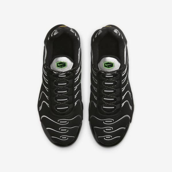 Nike Air Max Plus Older Otroci Superge Črna / Zelena / Kovinski Srebrna / Črna | NK345CLI