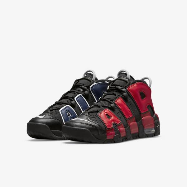 Nike Air More Uptempo Older Otroci Superge Črna / Mornarica / Bela / Rdeča | NK061OLP