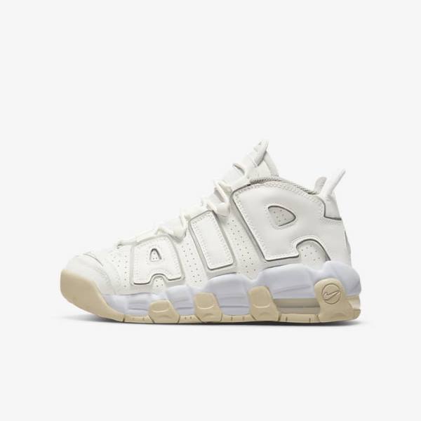 Nike Air More Uptempo Older Otroci Superge Bela / Rjav / Svetloba | NK561UDT