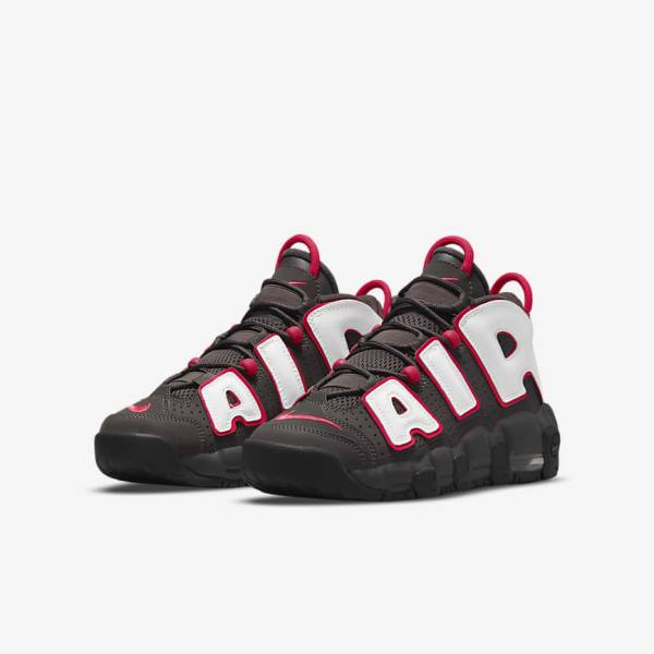 Nike Air More Uptempo Older Otroci Superge Siva / Črna / Rdeča / Bela | NK914NGD