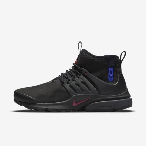 Nike Air Presto Mid Utility Moški Superge Črna / Temno Siva / Modra / Rdeča | NK753LWV