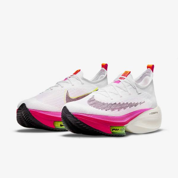 Nike Air Zoom Alphafly NEXT% Flyknit Road Racing Ženske Tekaški Čevlji Bela / Črna / Črna | NK987TGR