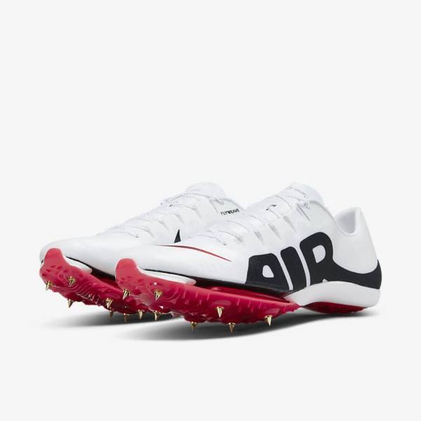 Nike Air Zoom Maxfly More Uptempo Athletics Sprinting Spikes Moški Tekaški Čevlji Bela / Rdeča / Črna | NK687THZ