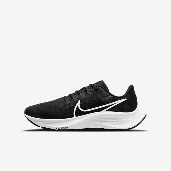 Nike Air Zoom Pegasus 38 Older Road Otroci Tekaški Čevlji Črna / Temno Siva / Bela | NK240XSI