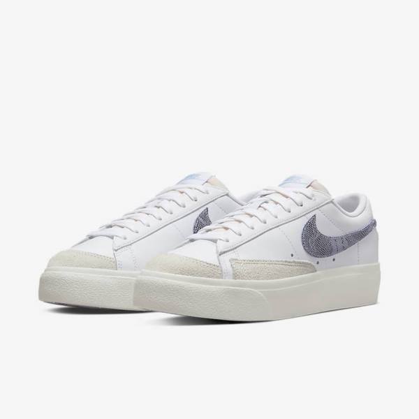 Nike Blazer Low Platform Ženske Superge Bela / Svetloba Modra | NK584QEM