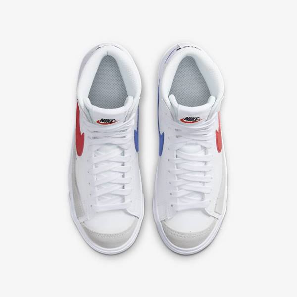 Nike Blazer Mid 77 Older Otroci Košarkaški Copati Bela / Modra / Črna / Rdeča | NK510QMF