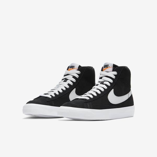 Nike Blazer Mid 77 Suede Older Otroci Superge Črna / Oranžna / Bela | NK615XMO