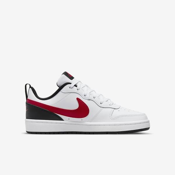 Nike Court Borough Low 2 Older Otroci Superge Bela / Črna / Rdeča | NK796XYG