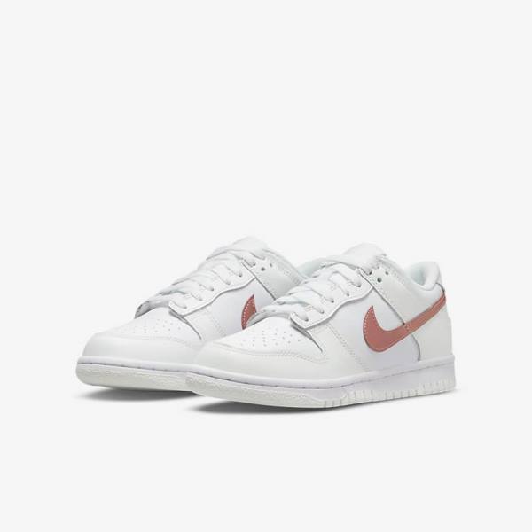 Nike Dunk Low Older Otroci Superge Bela / Kovinski Rdeča Rjav | NK256BJF