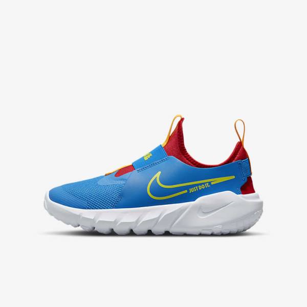 Nike Flex Runner 2 Older Road Otroci Tekaški Čevlji Modra / Rdeča / Zlato / Zelena | NK158QPW