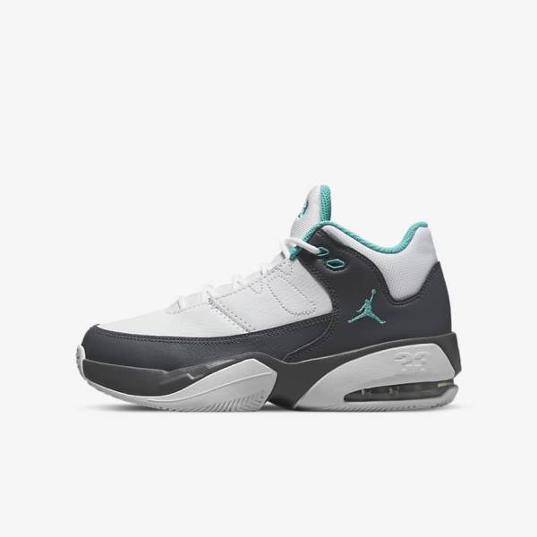 Nike Jordan Max Aura 3 Older Otroci Jordan Čevlji Bela / Siva / Turkizna | NK038DSY