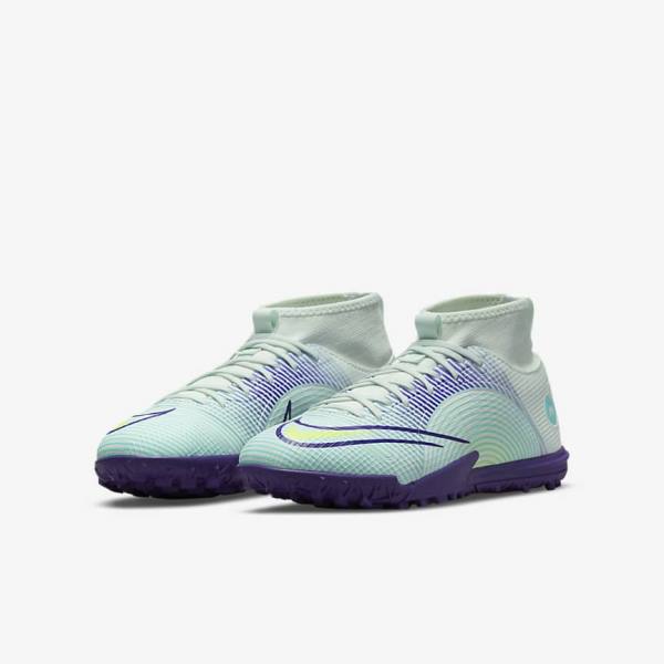 Nike Jr. Mercurial Dream Speed Superfly 8 Academy TF Turf Otroci Nogometni Čevlji Zelena / Vijolična / Zelena | NK769KXQ