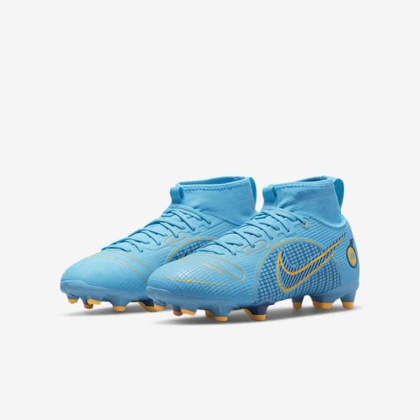 Nike Jr. Mercurial Superfly 8 Academy MG Older Multi-Ground Otroci Nogometni Čevlji Modra / Oranžna | NK016WSL