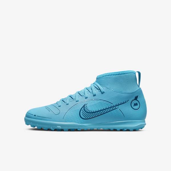 Nike Jr. Mercurial Superfly 8 Club TF Older Turf Otroci Nogometni Čevlji Modra / Oranžna | NK264BMT