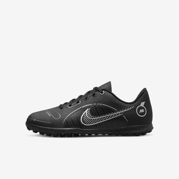 Nike Jr. Mercurial Vapor 14 Club TF Older Kids Turf Otroci Nogometni Čevlji Črna / Siva / Kovinski Srebrna | NK736CKJ