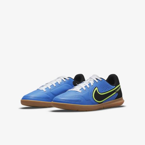 Nike Jr. Tiempo Legend 9 Club IC Older Indoor-Court Otroci Nogometni Čevlji Svetloba Modra / Svetloba Zelena / Rjav / Črna | NK361WVO