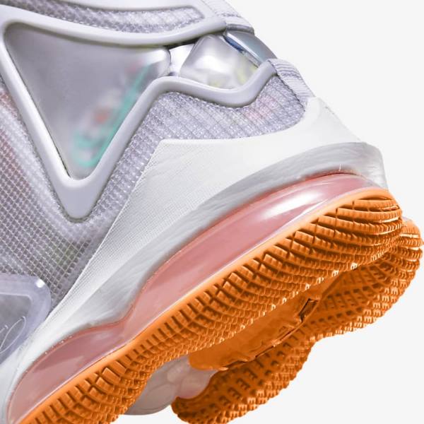 Nike LeBron 19 Moški Košarkaški Copati Siva / Oranžna / Svetloba Rdeča / Zelena | NK073YLM