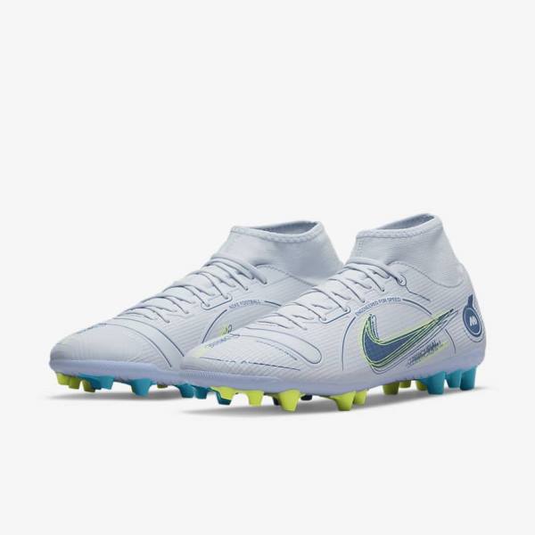 Nike Mercurial Superfly 8 Academy AG Artificial-Grass Ženske Nogometni Čevlji Siva / Svetloba Modra / Temno Modra | NK637FHB