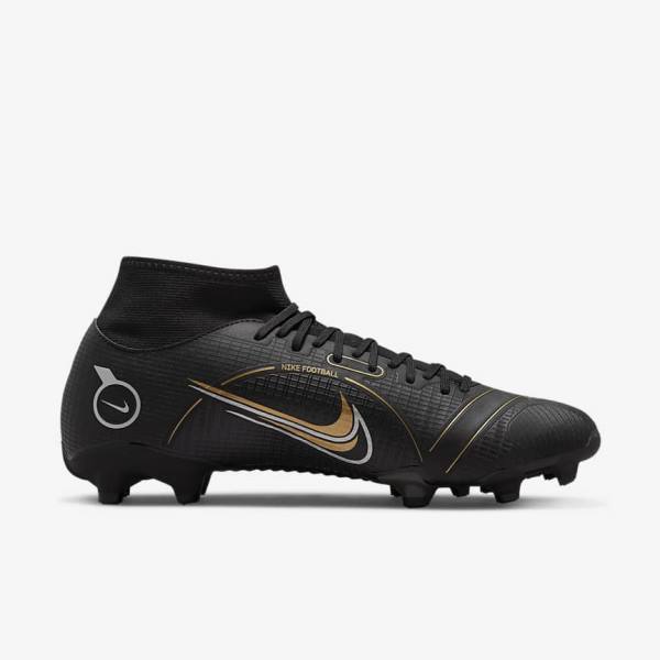 Nike Mercurial Superfly 8 Academy MG Multi-Grounds Moški Nogometni Čevlji Črna / Kovinski Srebrna / Siva / Kovinski Zlato | NK057XPE