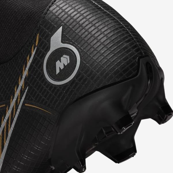 Nike Mercurial Superfly 8 Academy MG Multi-Grounds Ženske Nogometni Čevlji Črna / Kovinski Srebrna / Siva / Kovinski Zlato | NK165ZES