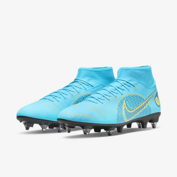 Nike Mercurial Superfly 8 Academy SG-PRO Anti-Clog Traction Soft-Grounds Moški Nogometni Čevlji Modra / Oranžna | NK497HXC