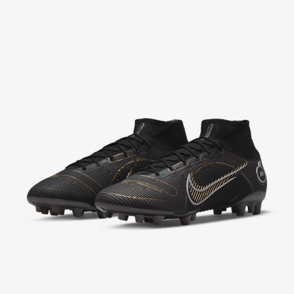 Nike Mercurial Superfly 8 Elite AG Artificial-Grasss Moški Nogometni Čevlji Črna / Kovinski Srebrna / Siva / Kovinski Zlato | NK641OSY