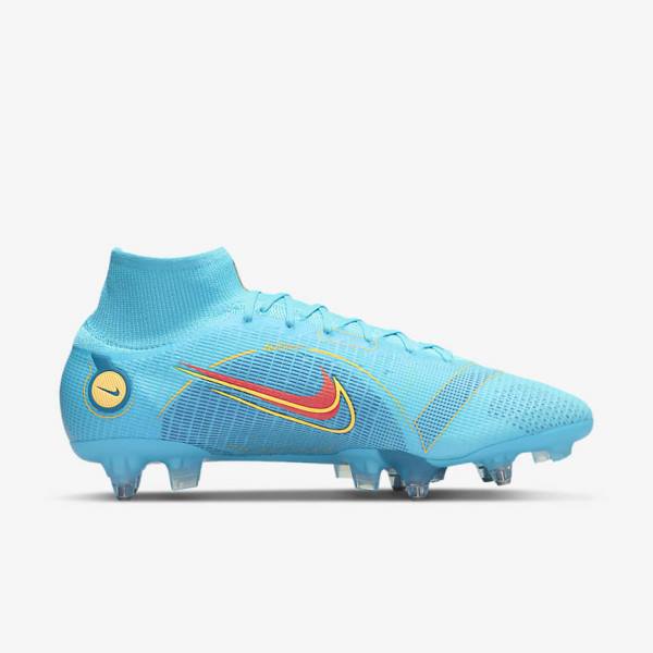 Nike Mercurial Superfly 8 Elite SG-PRO Anti-Clog Traction Soft-Ground Ženske Nogometni Čevlji Modra / Oranžna | NK165CKM