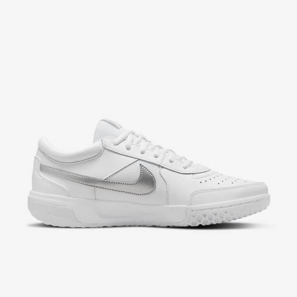 Nike NikeCourt Zoom Lite 3 Ženske Tenis Copati Bela / Kovinski Srebrna | NK863RVQ