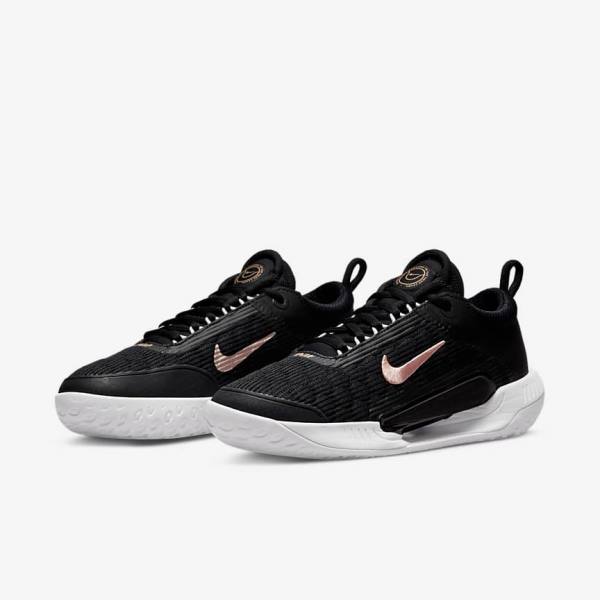 Nike NikeCourt Zoom NXT Hard Court Ženske Tenis Copati Črna / Bela / Kovinski Rdeča Rjav | NK815QWU