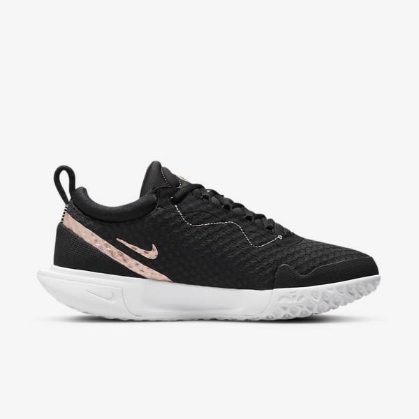 Nike NikeCourt Zoom Pro Hard Court Ženske Tenis Copati Črna / Bela / Kovinski Rdeča Rjav | NK597QVD