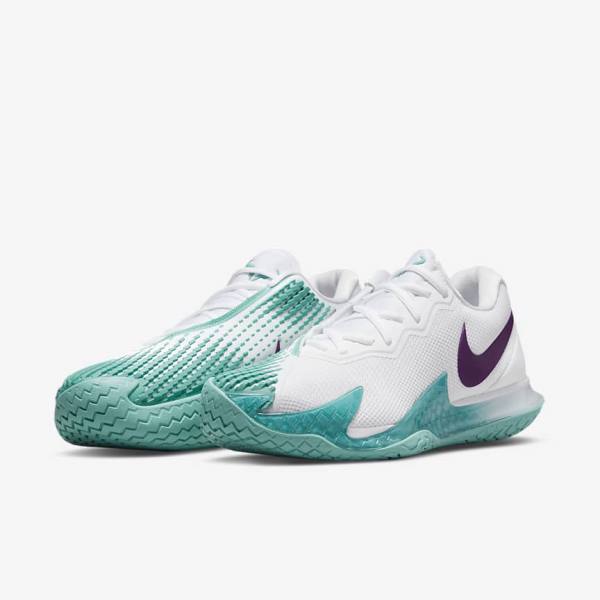 Nike NikeCourt Zoom Vapor Cage 4 Rafa Hard Court Moški Tenis Copati Bela / Turkizna / Rdeča Vijolična | NK345BHW