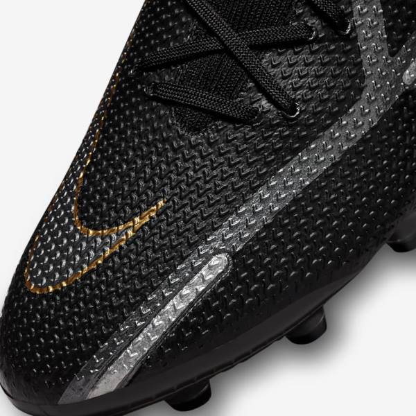 Nike Phantom GT2 Dynamic Fit Elite AG-Pro Artificial-Grass Moški Nogometni Čevlji Črna / Kovinski Zlato / Kovinski Srebrna / Kovinski Temno Siva | NK308GTL