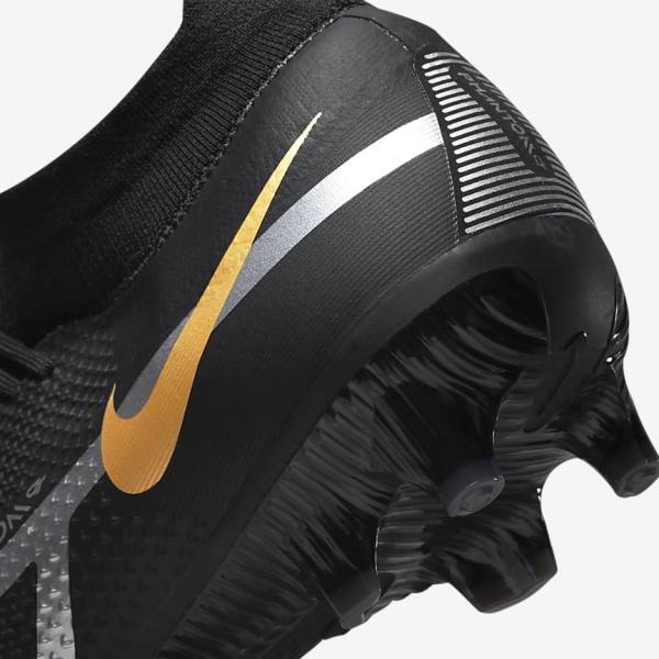 Nike Phantom GT2 Pro Dynamic Fit FG Firm-Ground Moški Nogometni Čevlji Črna / Kovinski Zlato / Kovinski Srebrna / Kovinski Temno Siva | NK806IJQ