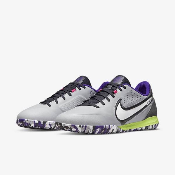 Nike React Tiempo Legend 9 Pro IC Indoor-Court Moški Nogometni Čevlji Svetloba Siva / Bela | NK385ZVO