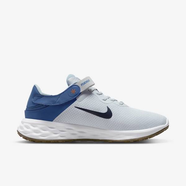 Nike Revolution 6 FlyEase Next Nature Easy-On-And-Off Road (Extra Wide) Moški Tekaški Čevlji Platina | NK628GND