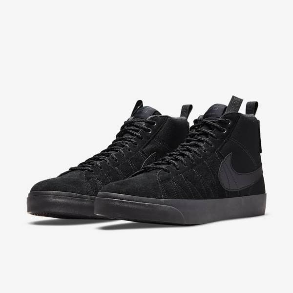 Nike SB Zoom Blazer Mid Premium Moški Skate Čevlji Črna / Temno Siva | NK421EYL