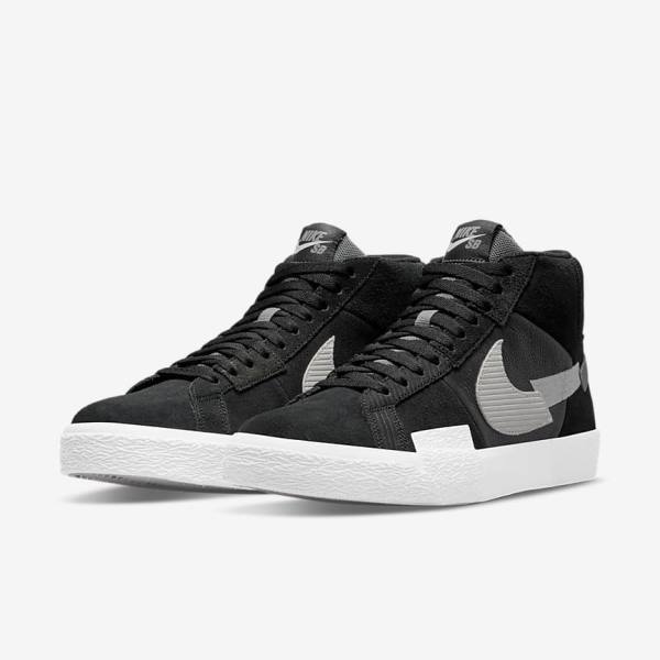 Nike SB Zoom Blazer Mid Premium Moški Skate Čevlji Črna / Siva / Bela | NK436RBN