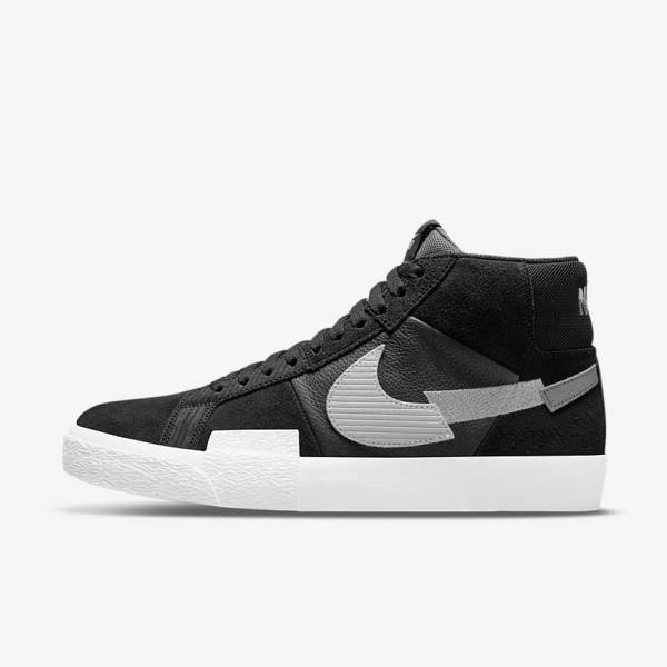 Nike SB Zoom Blazer Mid Premium Moški Skate Čevlji Črna / Siva / Bela | NK436RBN